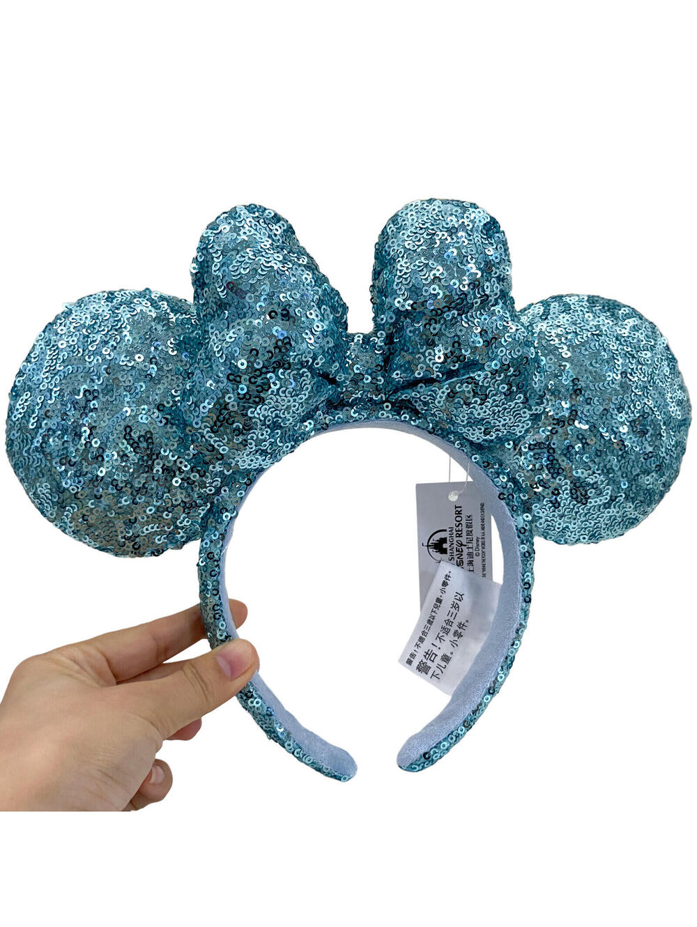 Aqua Blue Minnie Mouse Ears Aqua Blue Sequin Padded Bow Headband Gift